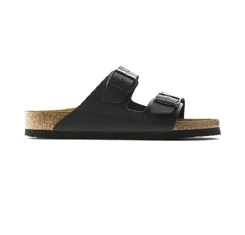Shock - Absorbing Women's Sandals with a Soft Insole in Black for Active LifestylesWomens Birkenstock Arizona Birko-Flor Black Slip On Sandals