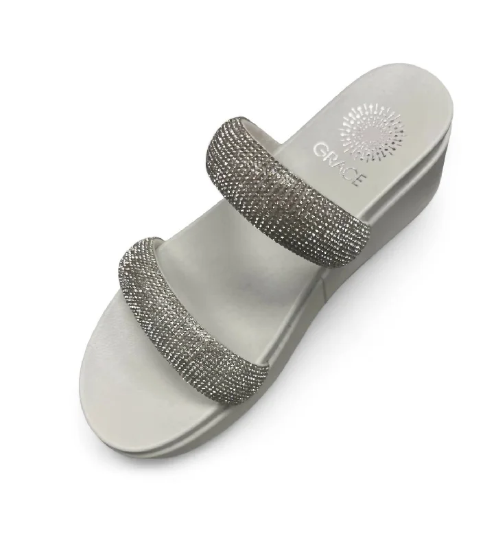 Plus Size Women's Wide - Width Platform Sandals in Black for Added Comfort and HeightWomen's Boca Sandal In Silver Crystal Plus Size Women's Wide - Width Platform Sandals in Black for Added Comfort and HeightWomen's Boca Sandal In Silver Crystal