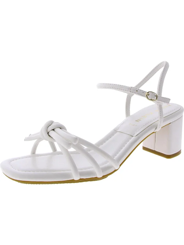 Women's Rhinestone - Embellished Open - Toe Sandals in Silver for a Glamorous Party LookWomens Faux Leather Slingback Block Heel Women's Rhinestone - Embellished Open - Toe Sandals in Silver for a Glamorous Party LookWomens Faux Leather Slingback Block Heel