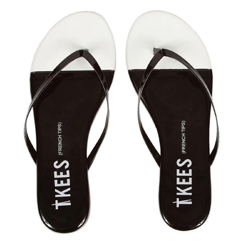 Plus Size Women's Wide - Width Platform Sandals in Black for Added Comfort and HeightWomen's French Tips Flip Flops In Black/white