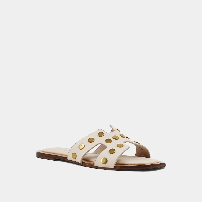 Adjustable Strap Women's Sandals with a Padded Heel in Pink for a Custom FitWomen's Grommet Stud Slides In Bone Adjustable Strap Women's Sandals with a Padded Heel in Pink for a Custom FitWomen's Grommet Stud Slides In Bone