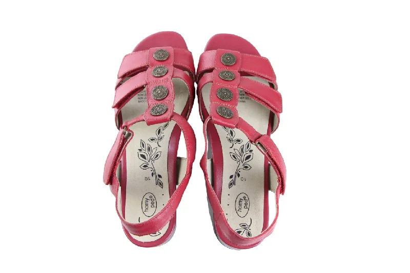 Women's Thong Sandals with a Beaded Design in Multicolor for a Beachy AestheticWomens Homyped Celia Deep Red Sandals Slip On Low Heel Shoes