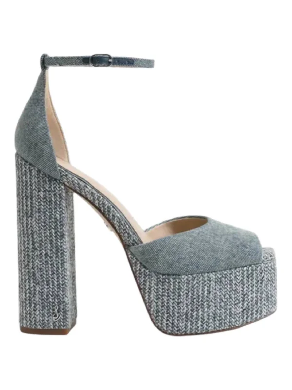Women's Leather - Strapped Sandals with a Braided Detail in Brown for a Rustic AppealWomen's Kori Block Heel Platform Sandal In Denim