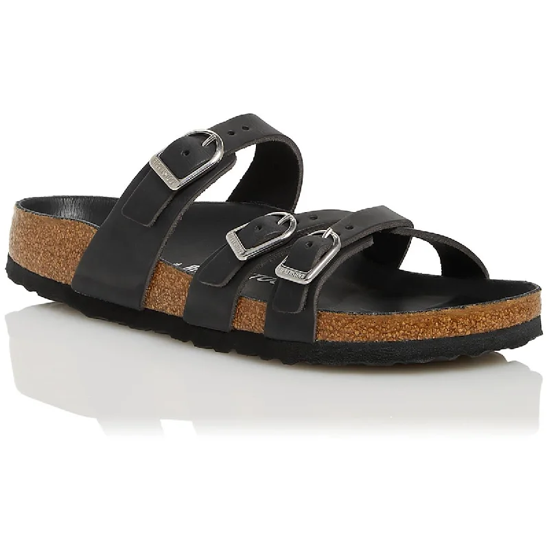 Child - Friendly Women's Sandals with a Secure Buckle in Purple for Moms on the GoWomens Leather Footbed Slide Sandals Child - Friendly Women's Sandals with a Secure Buckle in Purple for Moms on the GoWomens Leather Footbed Slide Sandals
