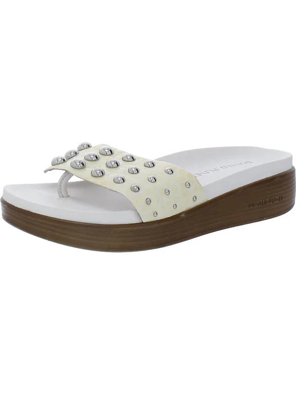 Child - Friendly Women's Sandals with a Secure Buckle in Purple for Moms on the GoWomens Patent Leather Studded Wedge Sandals Child - Friendly Women's Sandals with a Secure Buckle in Purple for Moms on the GoWomens Patent Leather Studded Wedge Sandals