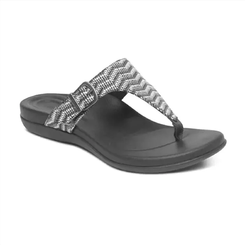 Women's Flat Slide Sandals with a Memory Foam Insole in White for All - Day ComfortWomen's Rita Adjustable Thong Sandal In Oreo