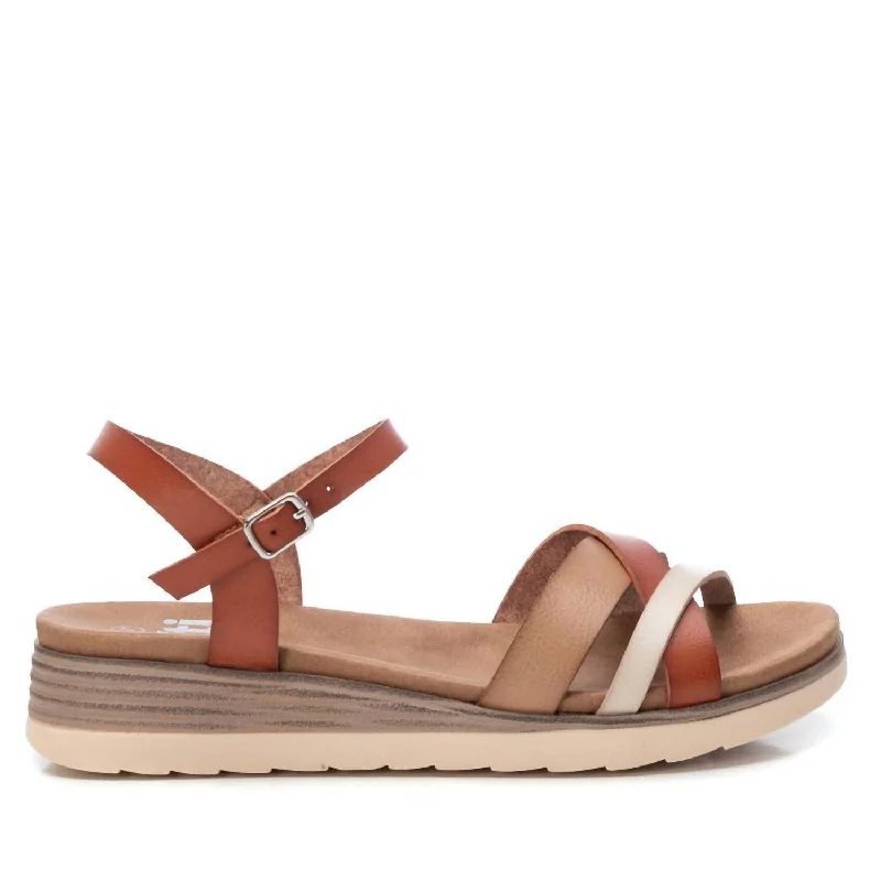 Lightweight Women's Mesh - Paneled Sandals in Yellow for BreathabilityWomen's Strappy Comfort Sandals In Brown