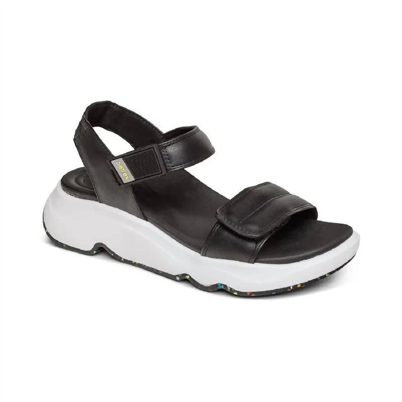 Plus Size Women's Wide - Width Platform Sandals in Black for Added Comfort and HeightWomen's Whit Sport Sandal In Black