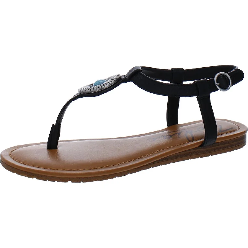 Women's Cork - Soled Espadrille Sandals with a Rope - Trimmed Upper in Navy for a Summer VibeWomen's Cork - Soled Espadrille Sandals with a Rope - Trimmed Upper in Navy for a Summer VibeZodiac Womens Yohanna Leather Embellished T-Strap Sandals