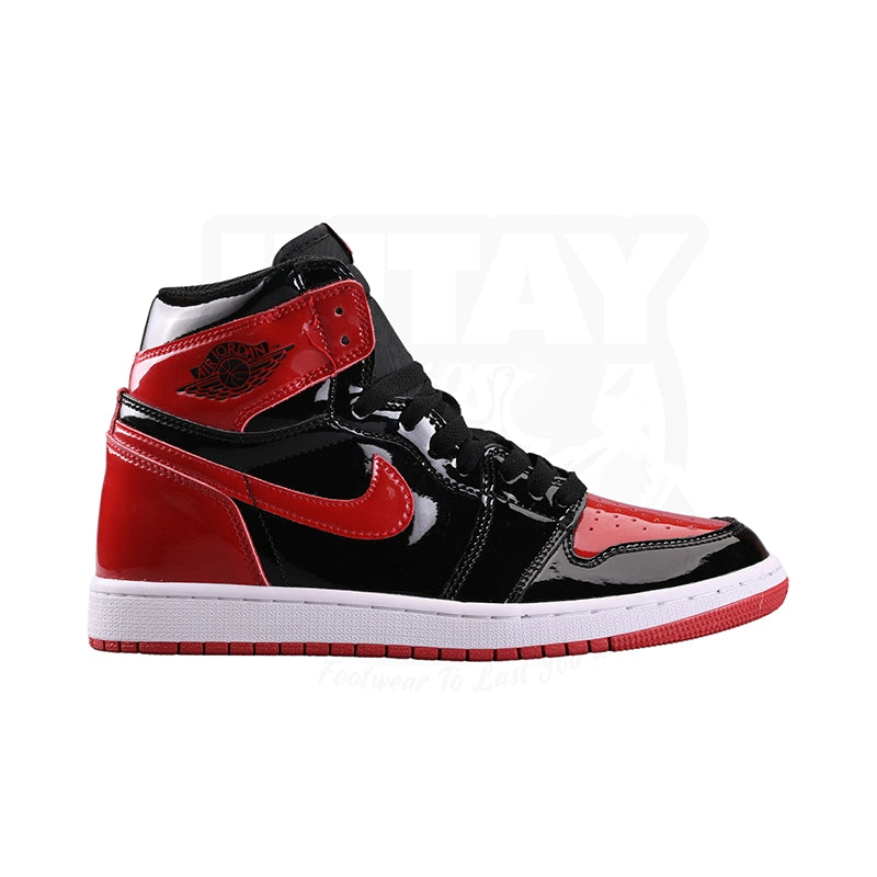 Vegan - Friendly Women's Sneakers Made from Recycled Materials for an Eco - Conscious ChoiceAJ 1 HIGHS - PATENT BRED Vegan - Friendly Women's Sneakers Made from Recycled Materials for an Eco - Conscious ChoiceAJ 1 HIGHS - PATENT BRED