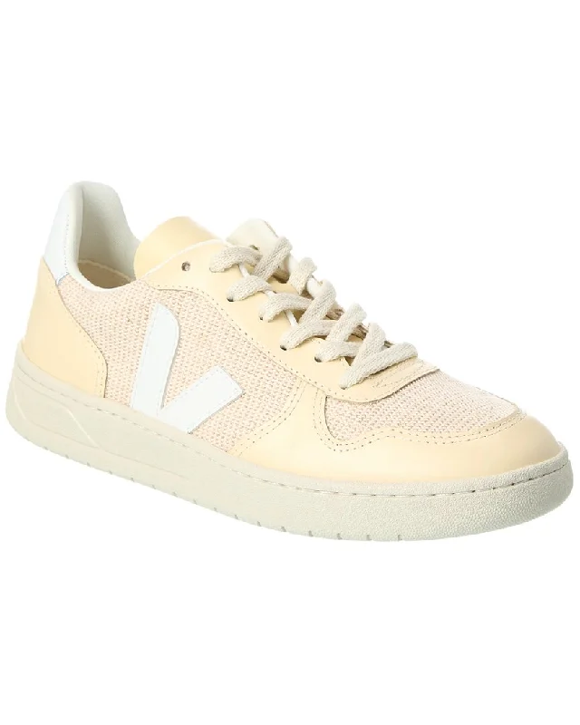 Lace - Up Women's Athletic Sneakers with Shock - Absorbing Midsoles for Intense WorkoutsVEJA V-10 J-Mesh Jute & Leather Sneaker Lace - Up Women's Athletic Sneakers with Shock - Absorbing Midsoles for Intense WorkoutsVEJA V-10 J-Mesh Jute & Leather Sneaker