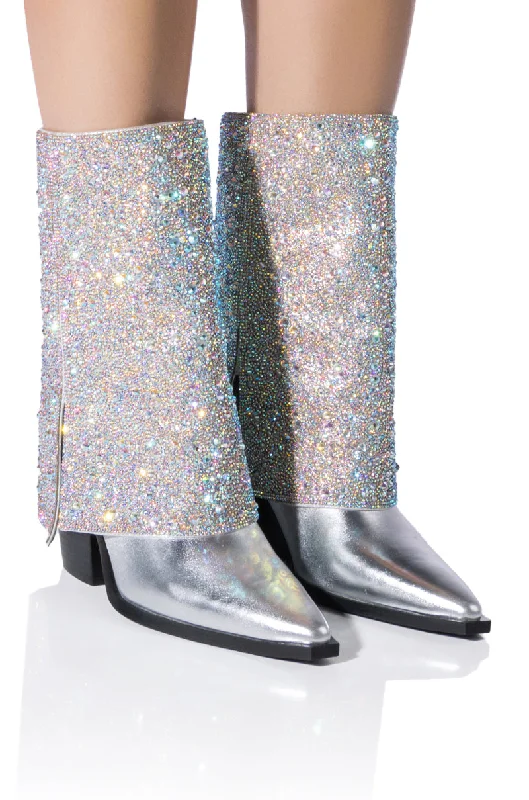 Plus Size Women's Embroidered Knee - High Boots in Burgundy for a Luxurious LookAZALEA WANG ANNABELLE EMBELLISHED WESTERN BOOT IN SILVER Plus Size Women's Embroidered Knee - High Boots in Burgundy for a Luxurious LookAZALEA WANG ANNABELLE EMBELLISHED WESTERN BOOT IN SILVER