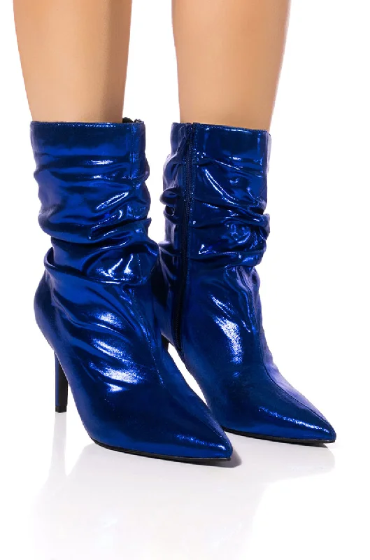 Plus Size Women's Snake Print Knee - High Boots in Brown for a Fashion - Forward StatementAZALEA WANG ARIELLA SCRUNCH STILETTO BOOTIE IN BLUE Plus Size Women's Snake Print Knee - High Boots in Brown for a Fashion - Forward StatementAZALEA WANG ARIELLA SCRUNCH STILETTO BOOTIE IN BLUE