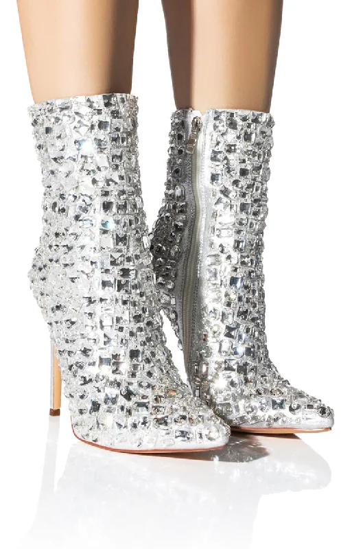 Women's Over - the - Knee Suede Boots in Taupe for a Stylish and Sophisticated OutfitAZALEA WANG ASIA STILETTO BOOTIE WITH GEMS IN SILVER Women's Over - the - Knee Suede Boots in Taupe for a Stylish and Sophisticated OutfitAZALEA WANG ASIA STILETTO BOOTIE WITH GEMS IN SILVER
