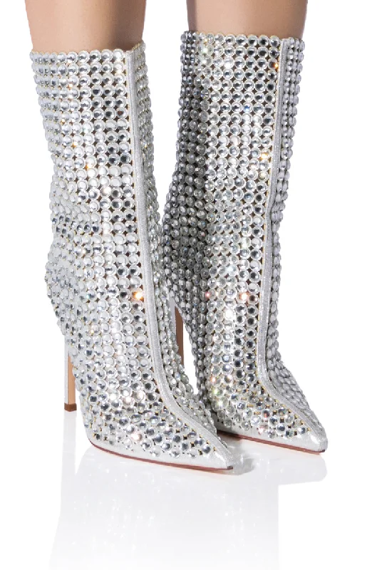 Women's Knee - High Lace - Up Boots in Brown with Buckle Accents for a Western VibeAZALEA WANG EMBELLISHED BOOTIE IN SILVER Women's Knee - High Lace - Up Boots in Brown with Buckle Accents for a Western VibeAZALEA WANG EMBELLISHED BOOTIE IN SILVER