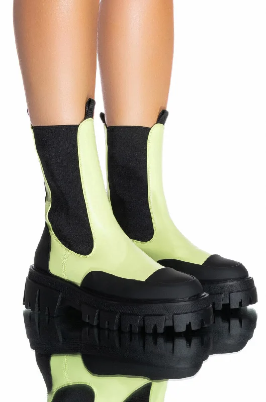 Women's Ankle Booties with Faux Leather and Furry Cuffs in Tan for a Cute and Warm StyleAZALEA WANG GENEVIEVE FLATFORM BOOTIE IN LIME Women's Ankle Booties with Faux Leather and Furry Cuffs in Tan for a Cute and Warm StyleAZALEA WANG GENEVIEVE FLATFORM BOOTIE IN LIME