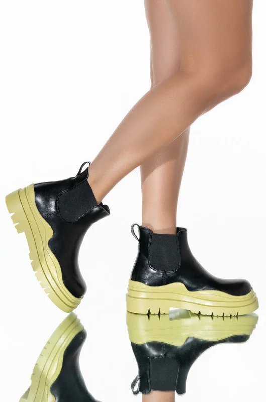 Women's Knee - High Leather Riding Boots in Black for a Classic Equestrian LookAZALEA WANG KEEP IT UNDERCOVER FLATFORM BOOTIE IN GREEN Women's Knee - High Leather Riding Boots in Black for a Classic Equestrian LookAZALEA WANG KEEP IT UNDERCOVER FLATFORM BOOTIE IN GREEN