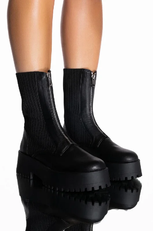 Plus Size Women's Faux Fur - Lined Ankle Boots in Chestnut for Cozy Winter WearAZALEA WANG KENNEDY KNIT FRONT ZIP FLATFORM BOOTIE IN BLACK Plus Size Women's Faux Fur - Lined Ankle Boots in Chestnut for Cozy Winter WearAZALEA WANG KENNEDY KNIT FRONT ZIP FLATFORM BOOTIE IN BLACK