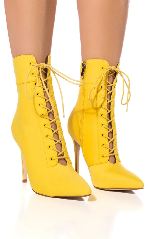 Plus Size Women's Snake Print Knee - High Boots in Brown for a Fashion - Forward StatementAZALEA WANG LIGHT ME UP STILETTO BOOTIE IN YELLOW Plus Size Women's Snake Print Knee - High Boots in Brown for a Fashion - Forward StatementAZALEA WANG LIGHT ME UP STILETTO BOOTIE IN YELLOW