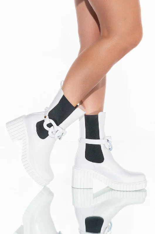 Plus Size Women's Embroidered Knee - High Boots in Burgundy for a Luxurious LookAZALEA WANG MAKING WAVES CHUNKY BOOTIE IN WHITE Plus Size Women's Embroidered Knee - High Boots in Burgundy for a Luxurious LookAZALEA WANG MAKING WAVES CHUNKY BOOTIE IN WHITE