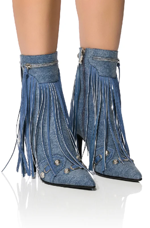 Women's Glitter - Embellished Ankle Boots in Gold for a Sparkly Party LookAZALEA WANG MARCELINA DENIM STILETTO BOOTIE Women's Glitter - Embellished Ankle Boots in Gold for a Sparkly Party LookAZALEA WANG MARCELINA DENIM STILETTO BOOTIE