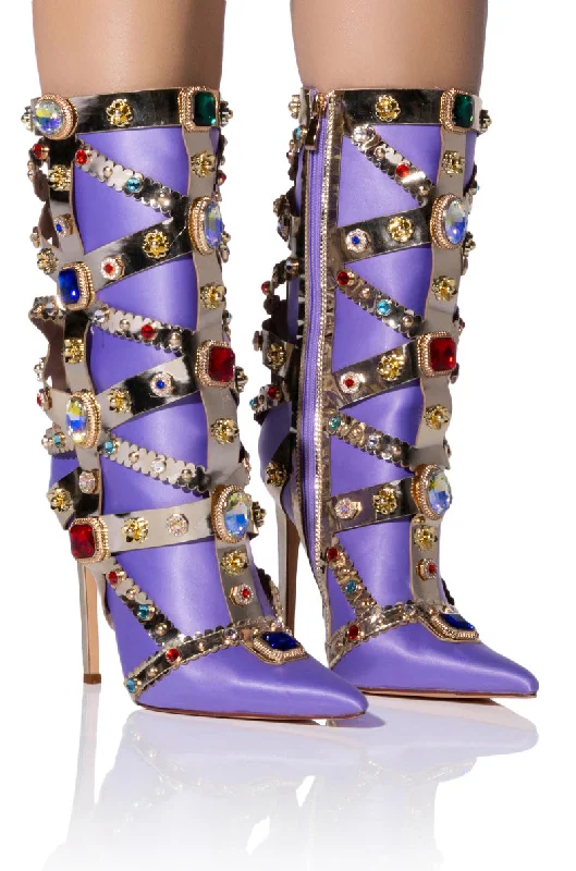 Women's Thigh - High Stretch Boots in Black for a Sexy and Alluring OutfitAZALEA WANG MARTINEZ EMBELLISHED BOOTIE IN PURPLE Women's Thigh - High Stretch Boots in Black for a Sexy and Alluring OutfitAZALEA WANG MARTINEZ EMBELLISHED BOOTIE IN PURPLE