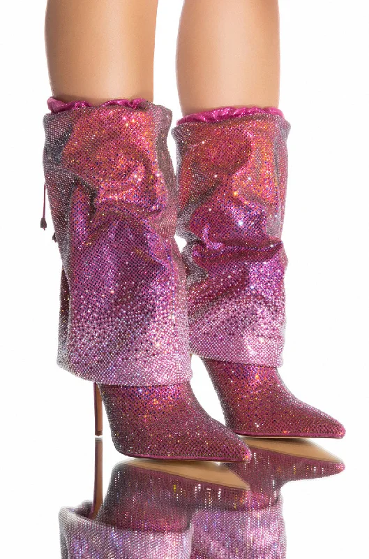 Women's Lace - Trimmed Knee - High Boots in Ivory for a Feminine and Elegant EnsembleAZALEA WANG WISHFUL BLING STILETTO BOOTIE IN PINK Women's Lace - Trimmed Knee - High Boots in Ivory for a Feminine and Elegant EnsembleAZALEA WANG WISHFUL BLING STILETTO BOOTIE IN PINK