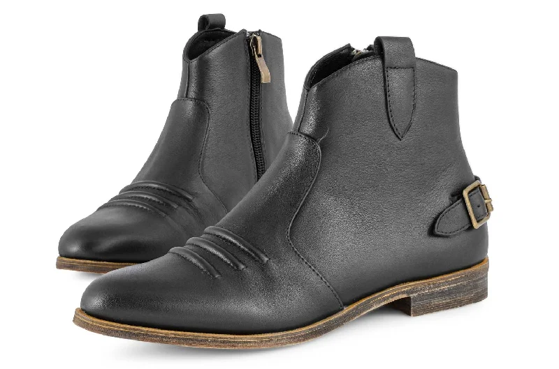 Women's Combat Boots with Studded Details in Olive Green for an Edgy Punk LookEssee Bootie In Black Leather Women's Combat Boots with Studded Details in Olive Green for an Edgy Punk LookEssee Bootie In Black Leather