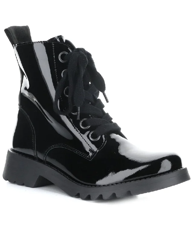 Women's Knee - High Lace - Up Boots in Brown with Buckle Accents for a Western VibeFly London Ragi Patent Boot Women's Knee - High Lace - Up Boots in Brown with Buckle Accents for a Western VibeFly London Ragi Patent Boot