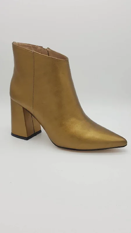 Women's Wedge - Heeled Ankle Boots in Navy Blue for a Comfortable and Trendy OptionJacinta Bootie In Gold Women's Wedge - Heeled Ankle Boots in Navy Blue for a Comfortable and Trendy OptionJacinta Bootie In Gold