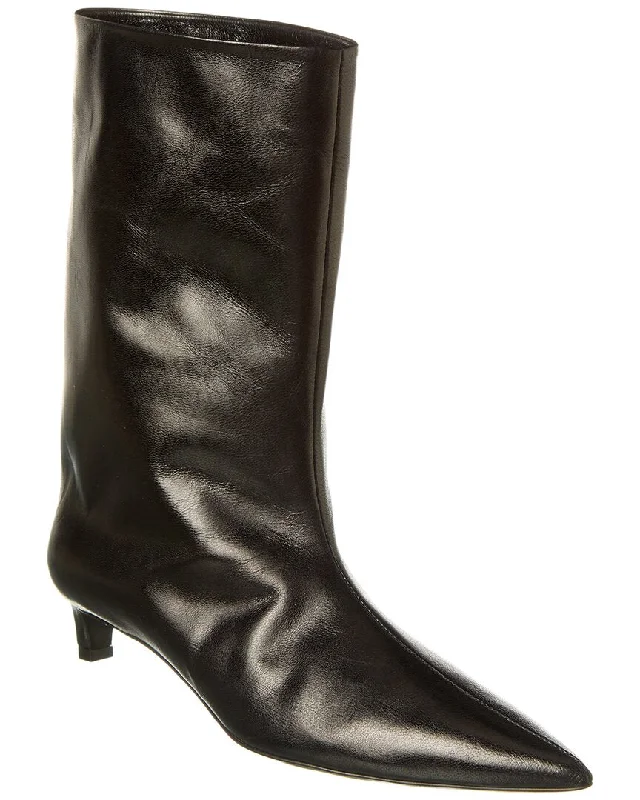 Plus Size Women's Embroidered Knee - High Boots in Burgundy for a Luxurious LookJil Sander Leather Bootie Plus Size Women's Embroidered Knee - High Boots in Burgundy for a Luxurious LookJil Sander Leather Bootie