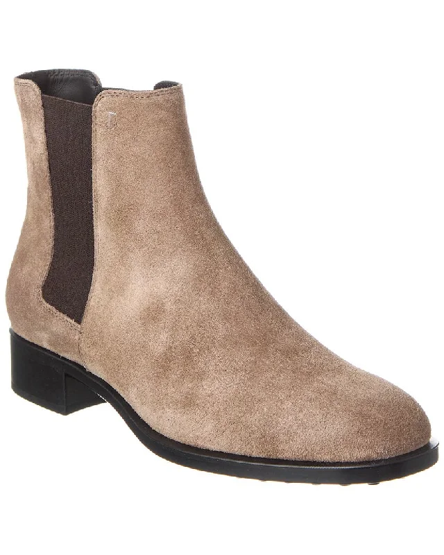 Women's Mid - Calf Suede Boots in Beige with Tassel Trim for a Boho - Inspired StyleTOD’s Logo Suede Bootie Women's Mid - Calf Suede Boots in Beige with Tassel Trim for a Boho - Inspired StyleTOD’s Logo Suede Bootie