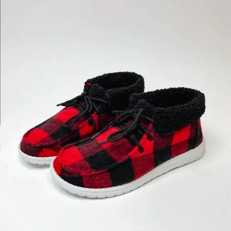 Women's Chunky - Heeled Chelsea Boots in Gray for a Casual and Trendy Everyday LookWomen's Mighty Sneaker Bootie In Red Buffalo Plaid Women's Chunky - Heeled Chelsea Boots in Gray for a Casual and Trendy Everyday LookWomen's Mighty Sneaker Bootie In Red Buffalo Plaid