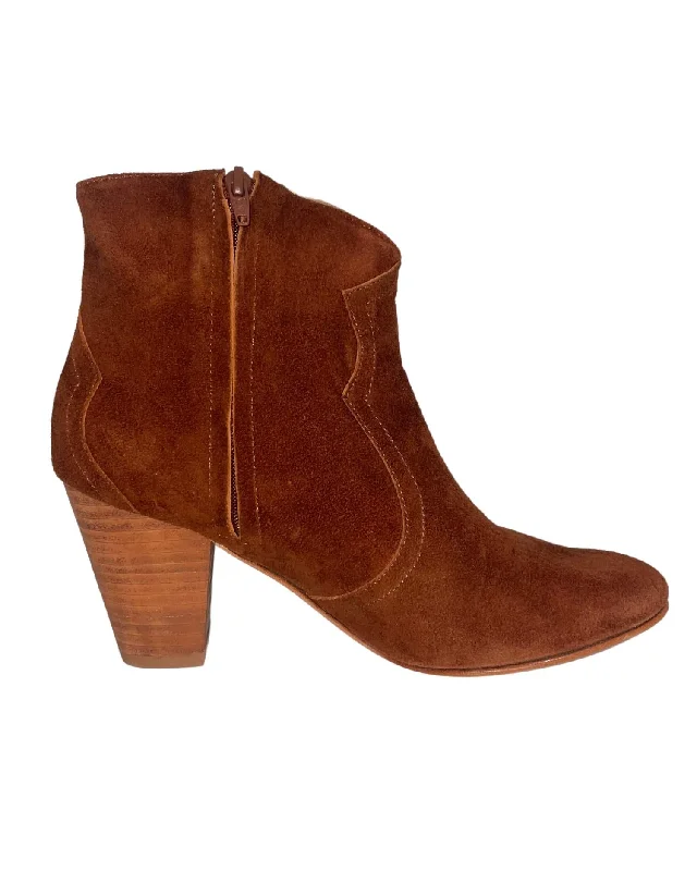 Plus Size Women's Embroidered Knee - High Boots in Burgundy for a Luxurious LookWomen's Octavia Western Bootie In Copper Suede Plus Size Women's Embroidered Knee - High Boots in Burgundy for a Luxurious LookWomen's Octavia Western Bootie In Copper Suede