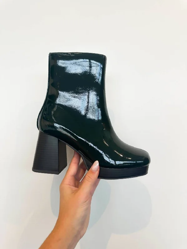 Women's Chunky - Heeled Chelsea Boots in Gray for a Casual and Trendy Everyday LookWomen's Patent Vegan Leather Bootie In Hunter Green Women's Chunky - Heeled Chelsea Boots in Gray for a Casual and Trendy Everyday LookWomen's Patent Vegan Leather Bootie In Hunter Green