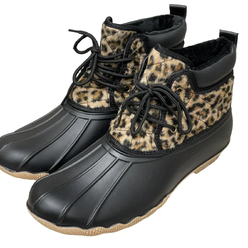 Women's Knee - High Lace - Up Boots in Brown with Buckle Accents for a Western VibeWomen's Quack Boot In Black Women's Knee - High Lace - Up Boots in Brown with Buckle Accents for a Western VibeWomen's Quack Boot In Black