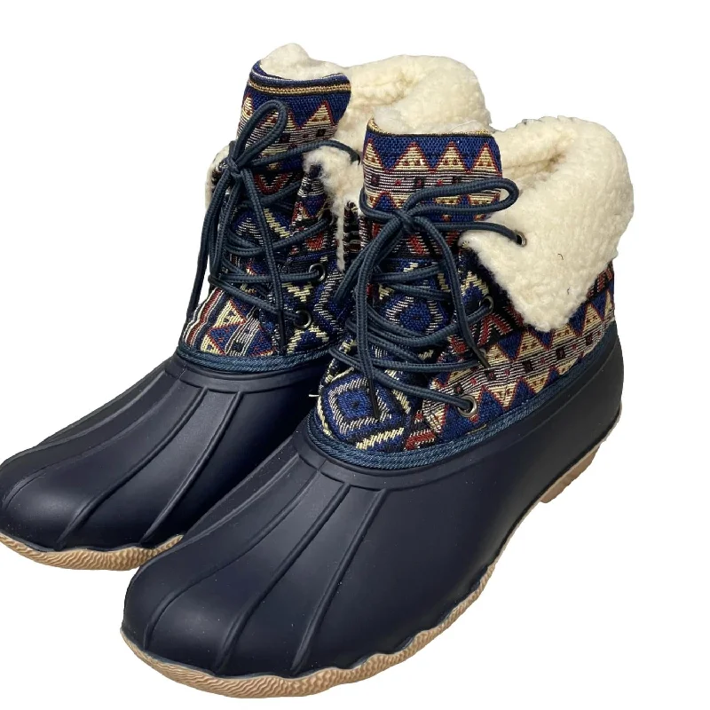 Women's Lace - Trimmed Knee - High Boots in Ivory for a Feminine and Elegant EnsembleWomen's Slush Boot In Navy Women's Lace - Trimmed Knee - High Boots in Ivory for a Feminine and Elegant EnsembleWomen's Slush Boot In Navy