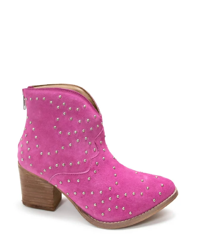 Women's Ankle Booties with Faux Leather and Furry Cuffs in Tan for a Cute and Warm StyleWomen's Twilight Studded Heeled Ankle Boot In Magenta Women's Ankle Booties with Faux Leather and Furry Cuffs in Tan for a Cute and Warm StyleWomen's Twilight Studded Heeled Ankle Boot In Magenta